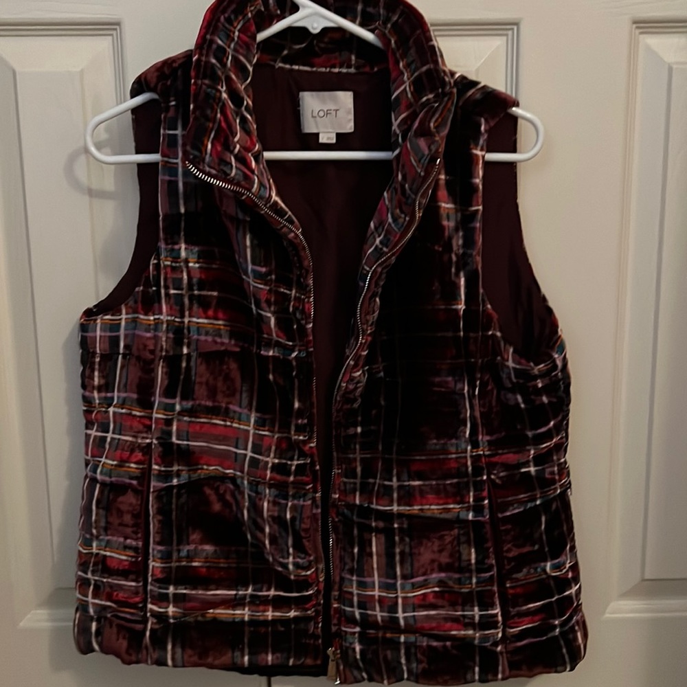Velvet plaid vest Ann Taylor loft